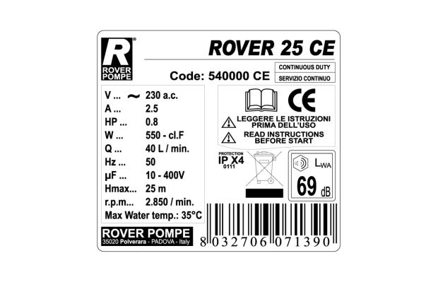 Насос Rover 25 СЕ (BE-M 25 CE) (41 л/мин, 220В)