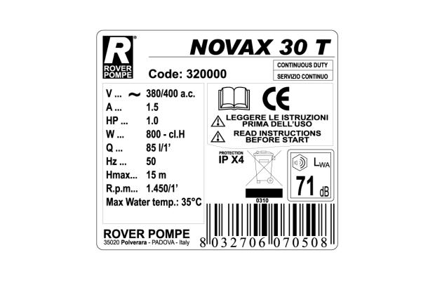 Насос NOVAX 30 Т (83 л/мин, 380В)