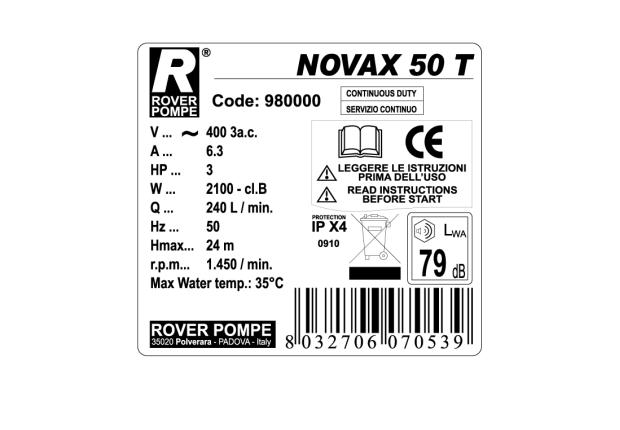 Насос NOVAX 50 Т (250 л/мин, 380В)